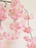 100pcs Fake Cherry Blossom Flower Branch Begonia Sakura Tree Stem 150cm Long for Event Wedding Party Artificial Decorative Flowers