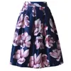 Neophil 2018 Retro Fashion Women Black White Pleated Flower Floral Print High Waist Midi Ball Gown Flare Short Skirts Saia S1225