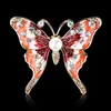 Brilhante Claro Cristais Borboleta Bonito Broche Elegante Banhado A Ouro Liga Imitação de Pérolas Acessórios de Vestuário Mulheres Cachecol Pin Lapel Corsage