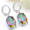 Novel Luckyshine 5 Sets Rainbow Ellipse Mystic Topaz Gems 925 Silver Pendants Necklaces Earrings Zircon Jewelry Sets