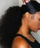 140g Afrika ponytails İpli siyah Afro Puff Kinky Curly kapalı amerikan kadın insan saçı uzatma midilli kuyruğu saç parça