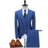 (Giacca + gilet + pantaloni) Smoking da sposa bianco solido per uomo Abiti da uomo slim fit blu chiaro con pantaloni Abito da festa Stage Wear M-5XL