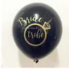12 pcs/lot ballons tribu mariée soirée de poule ballon noir avec écriture en or mariage 10 pouces