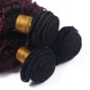 #1B/99J Wine Red Ombre Brazilian Human Hair Bundles Kinky Curly Virgin Hair Weft Extensions Burgundy Ombre Human Hair Weaves 4Pcs Lot