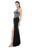 Sexy Side Slit Rhinestone Prom Dress Mermaid Evening Dresses Halter Beaded Sheath Elegant Pageant Gowns Special Occasion Dresses3263665