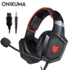 Onikuma K8 Casque PS4 게이밍 헤드셋 PC 스테레오 이어폰 헤드폰 랩톱 태블릿 / 새로운 Xbox One 용 마이크 LED 조명