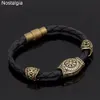 Retro Compass Runes Beads Love Magnetic Bracelet Vikingos Accessories Mens Womens Bangle