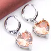 10prs LuckyShine Fashion Shine Heart Fire Morganite Cubic Zirconia Gemstone Silver Dangle örhängen för Holiday Wedding Party3456