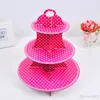 Folding Cupcake Stands Four Colors 3 Tier Dessert Holder Round Dot Pattern Thicker Paper Cake Rack For Wedding Party 3 9hq BB