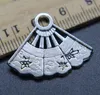 Wholesale 30pcs Folding Fan Alloy Charms Pendant Retro Jewelry Making DIY Keychain Ancient Silver Pendant For Bracelet Earrings 23*29mm