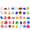 Jouets d'eau avec animaux mixtes, flotteur en caoutchouc souple coloré, son de compression, jouet de bain grinçant pour bébés et enfants