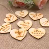 100 Personalized custom Engraved wedding name and date Love Heart wooden Wedding CenterpiecesGift Tags+Jute String Candy Tag