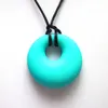 Round Pendant Silicone Necklace Baby Teether Safe Silicone Circle Teething Necklace Baby Chew Beads Nursing Chewelry