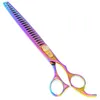 Lila Dragon 8.0 "Rainbow 3PCS-kit Pet Saxar Hair CisthinningCurved Hair Shears för hund Grooming Hot importerade Clippers LZS0510