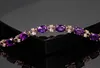 Luxe 18K couleur or naturel violet cristal de haute qualité belle feuille Bracelet ovale zircon cubique pour les femmes cadeau bijoux Whole5957511
