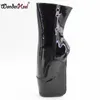 Wonderheel new short ballet boots 7" wedge heel with lockable zip patent black fashion sexy fetish locked ballet ankle boots