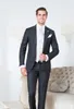 Cinza Escuro Dos Homens Ternos Slim Fit Duas Peças Groomsmen Casamento Smoking Para Homens Blazers Dois Botões Repicado Lapela Terno Formal (Jacket + Calças)