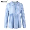 Missufe Long Sleeve Streetwear Fashion Female Tops 2018 Blusas Sexy Summer Blouse Casual Nocthed Stripe Women Blouses Shirts
