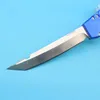 最高品質の青いハンドルタントサテンブレードナイフ（4.6 "サテン）150-4シングルアクション自動戦術ナイフKYDEX