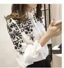 Broderie Blouse Chemise Coton Lin Femmes Blouses Camisas Femininas Blanc Noir Brodé Tops D'été De Mode Femme Vêtements