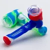 Silicone Hand Pipes Mini silicone Hookah Bong Multi Colors Portable Shisha Hand Pipes with silicon oil dab rigs dab tool
