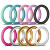 10PCS /lot Mixed Color Silicone Wedding Band Ring 3mm Soft Flexible Rubber Women Rings Circle Fashion Jewelry Gift