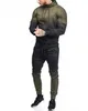 Hommes Designer Dégradé Survêtements Bleu Vert Plissé Sweats À Capuche Élastique Lâche Actif Joggers Homme 2 pcs Livraison Gratuite DRO1