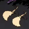 Stainless Steel Map of Ethiopian Pendant Necklace Earring Set Africa Gold Chain Necklace Map Jewelry