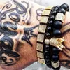 2PCSSet Men Woman Bead Bracelet Crown Charm Bangle Natuurlijke kralen Boeddha -armband voor vrouwen en heren Pulseras Masculina4899627