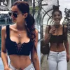 Sexy mujer Crop Tops 2018 verano sin mangas con cordones negro camiseta sin mangas chaleco moda femenina vendaje Cami Top camisola recortada