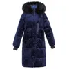 New Women Winter Jacket And Coat Thick Long Hooded Female Cotton Padded Jacket Big Faux Fur Collar Velvet Parka 2018