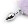 Anal Leksaker Fluffy Lila Fur Fox Tail Plug Cosplay Animal Pet Pet Tails Steel Head Rollspel # G94