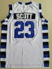 Mens One Tree Hill RAVENS 23 Nathan Scott 3 Lucas Scott Maglie da basket Movie Stitched Shirts Nero Bianco Blu S-XXL