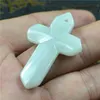 Natural A JADE JADEITE Necklace light green Jesus Cross Necklace Pendant Collection Ornaments Natural stone Hand engraving