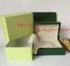 Gratis frakt Green Watch Box Papers Card Purse Presentkartonger Handväska 185mm * 134mm * 84mm 0.7kg för 116610 116660 116710 Klockor