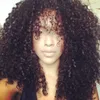 180density full natural full lace front wig with bangs Synthetic Short Hair Afro Kinky Curly Wigs for Black Women