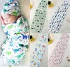 baby sovsäck + hatt söt stil swaddles tecknad dinosaur blommor tryckta barn spädbarn inslagna