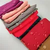 20 PCS pretty colored pearl plain bubble chiffon shawls muslim hijab women spring headband wrap scarves