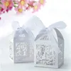 Romantic Hollow Out Love Birds Laser Cut Square Wedding Favor Candy Boxes Bridal Shower Party Favor Gift Boxes - Ribbon Included299f