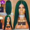 Dark Green straight simulation human hair brazilian full lace front wig Women Makeup Wedding Party Gift Synthetic Lace Front Daily Wigs