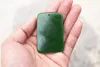 Free delivery - beautiful (outer Mongolia) jade China ancient military strategist guan yu (amulet). Hand-carved rectangular necklace pendant