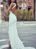Sexy High Split Mermaid Lace Wedding Dresses Beach 2019 Selling New Court Train Sleeveless High Neck Backless Bridal Gowns Cus3357