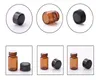 100pcs / parti 1ml 2ml 3 ml röd Amber glasflaska med plastlockinsats eterisk oljeglasflaskor Parfymprovtestflaska