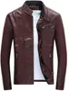 Spring Autumn Mens PU Leather Jackets Stand Collar Coats Male Motorcycle Slim Outerwear Mens Clothing