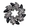 2 pouces Vintage Look noir plaqué or en alliage de Zinc gris strass cristal Diamante couronne broche fête bal broches