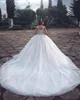 Luxurious Beads Crystal Arabic Dubai 2022 Wedding Dresses Ball Plus Size Lace Saudi Country Custom Vestido de novia Formal Bridal Gown