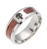 Stainless Steel Tree of Life Jesus Believe Cross Ring Wood Ring Band Rings Women Men Fashion Jewelry Gift 4 Colors