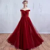 New Fashion Dresses Red Wine Long Spring And Summer A Shoulder To Prom Evening Dresses Bridesmaid Halter Straps HY120