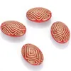 100 pcs Acrylic Flat Oval Pattern Beads With Gold Lined Antique Design Deads For Diy Jewelry Making Accessories