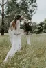 Gwendolyn land bröllopsklänningar 2018 v-neck crochet spets vintage sommar brud bröllopsklänning frankrike charmiga heta gelinlik vestido de noiva